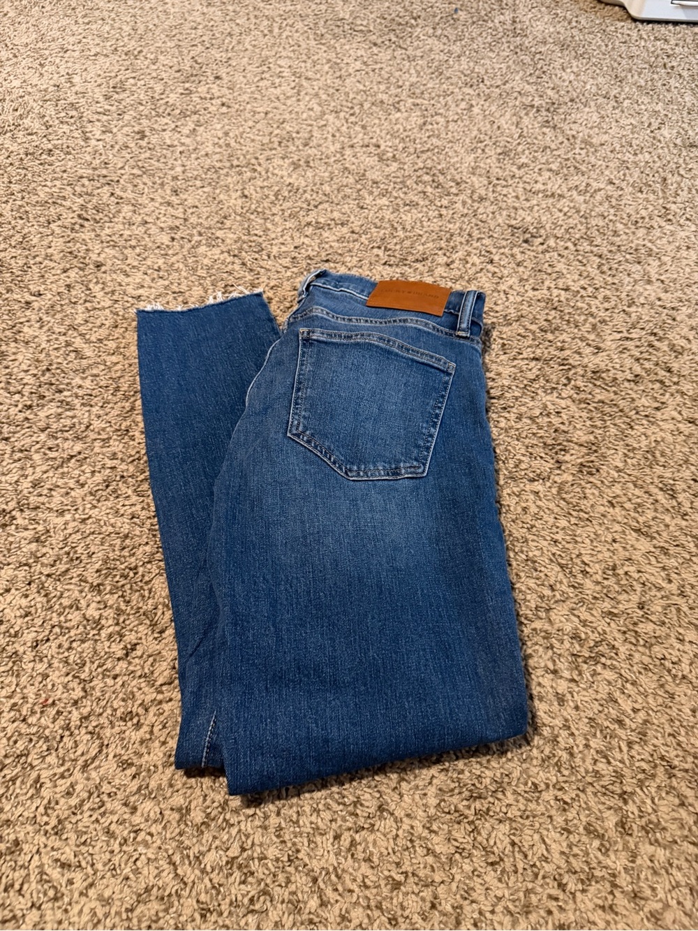 Lucky Brand Raw Hem Mid-rise Skinny Blue Denim Jeans, Size 28